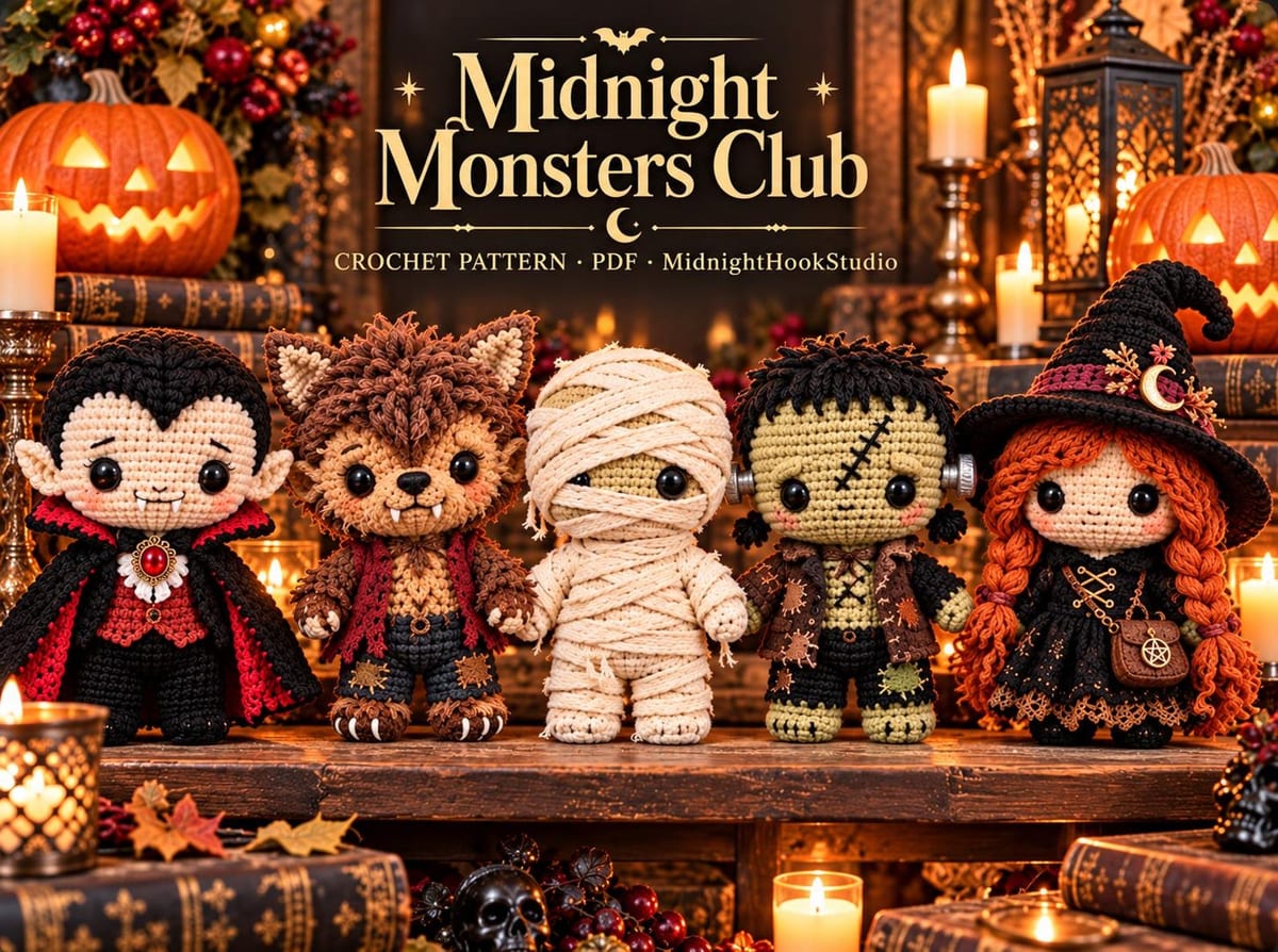 Midnight Monsters Club — 5 Amigurumi Dolls