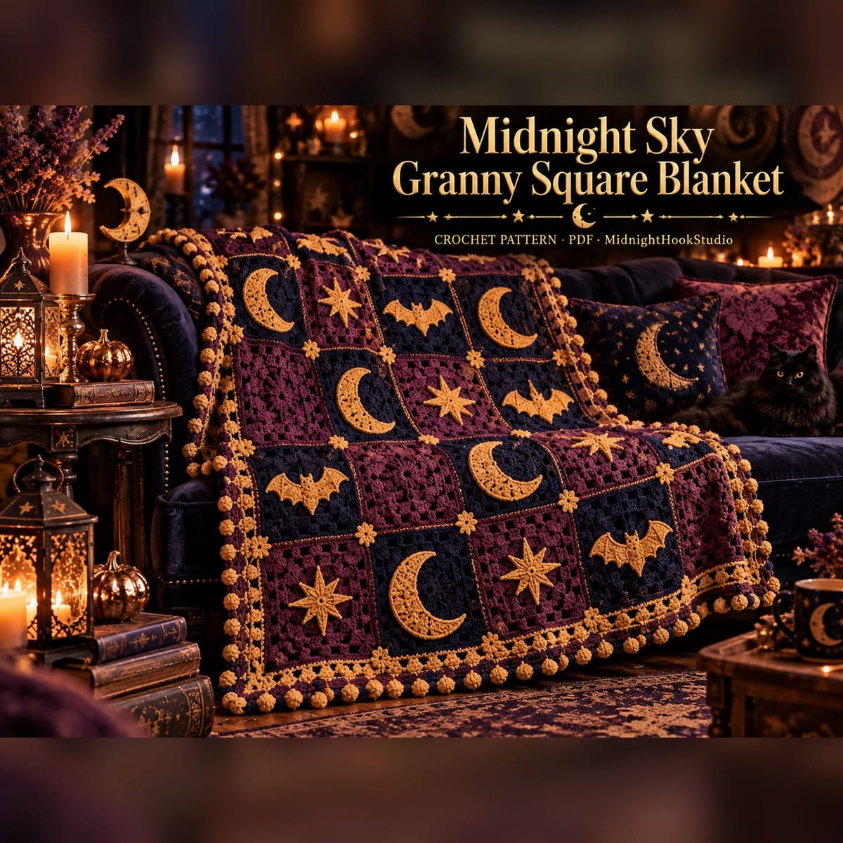 Midnight Sky Granny Square Blanket