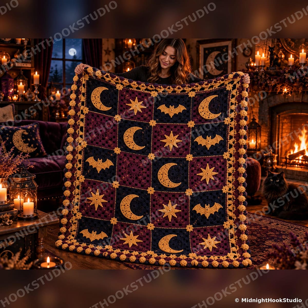 Midnight Sky Granny Square Blanket