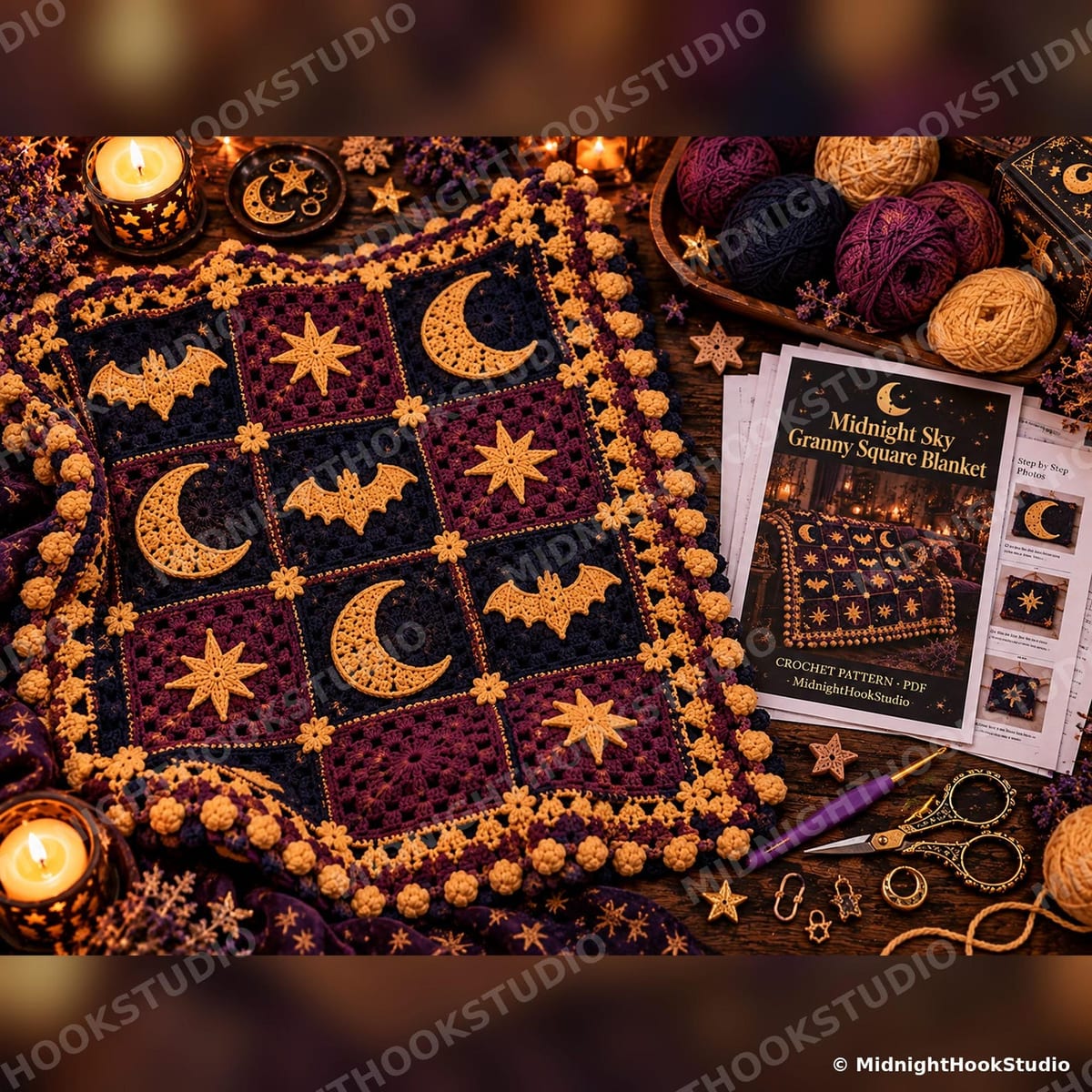 Midnight Sky Granny Square Blanket