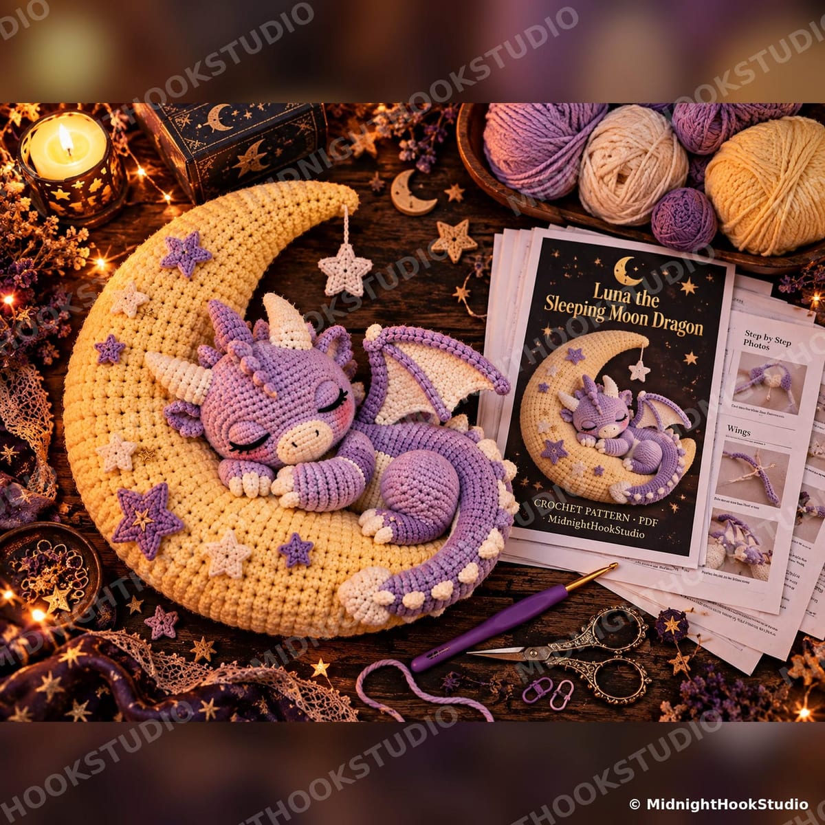 Sleeping Moon Dragon Amigurumi