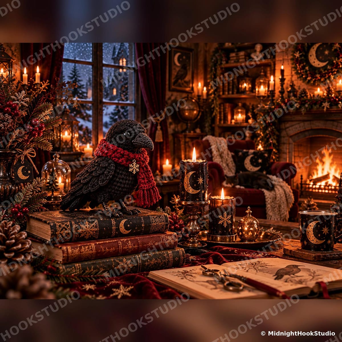 Gothic Raven Shelf Ornament