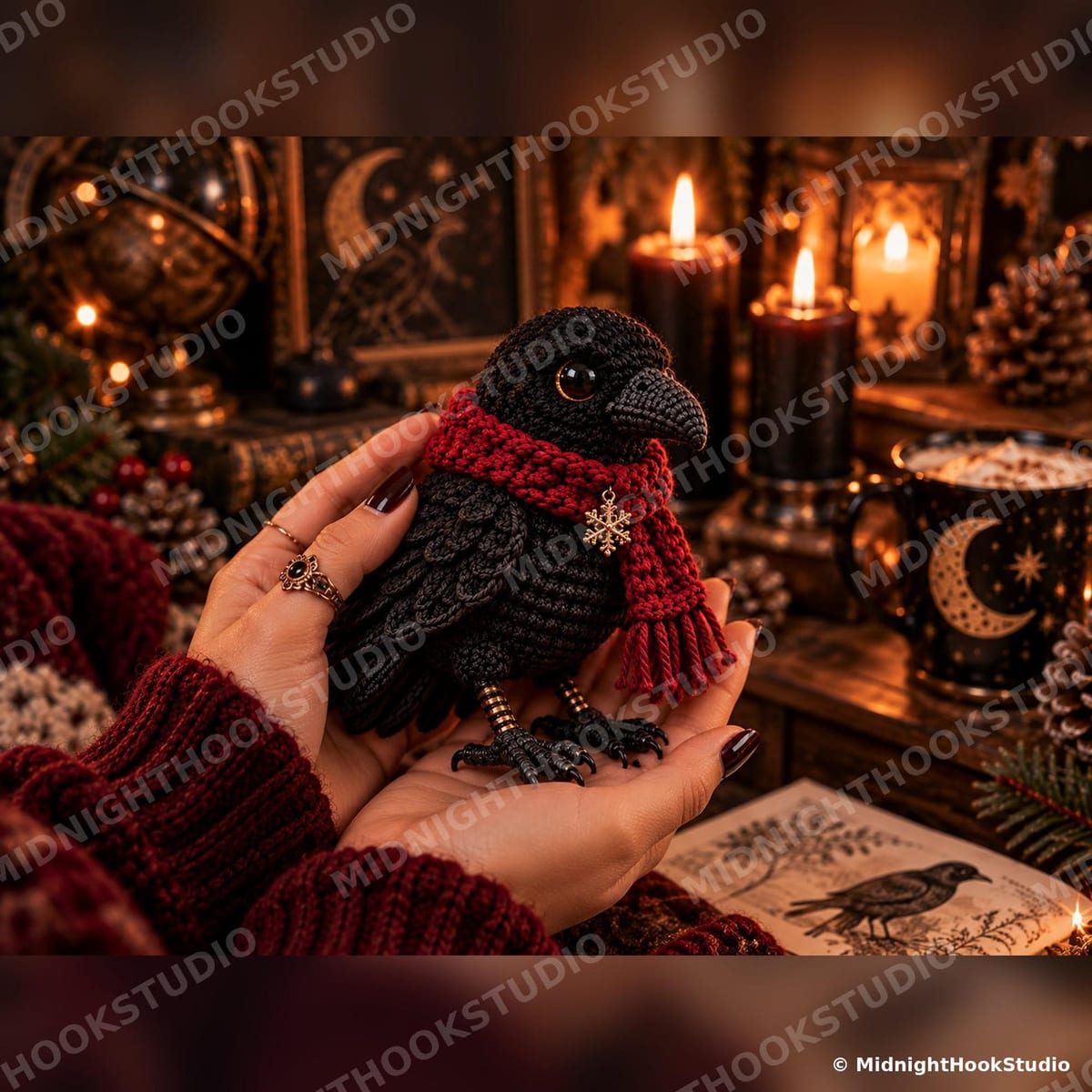 Gothic Raven Shelf Ornament