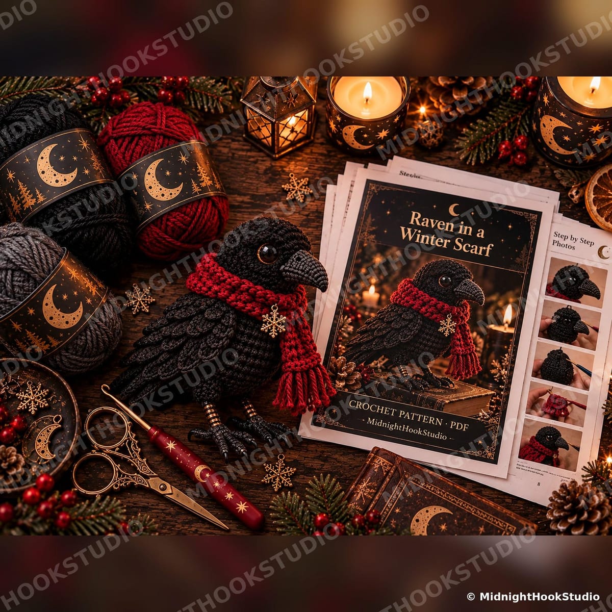 Gothic Raven Shelf Ornament