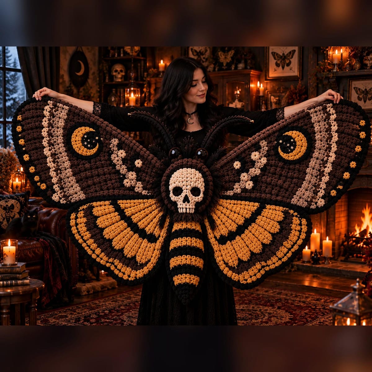 Giant Skull Moth Floor Rug