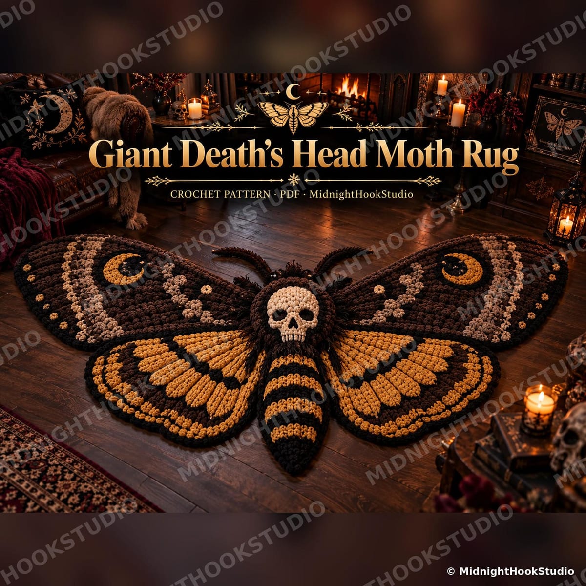 Giant Skull Moth Floor Rug