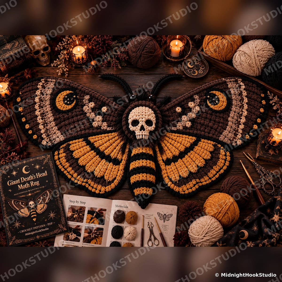 Giant Skull Moth Floor Rug