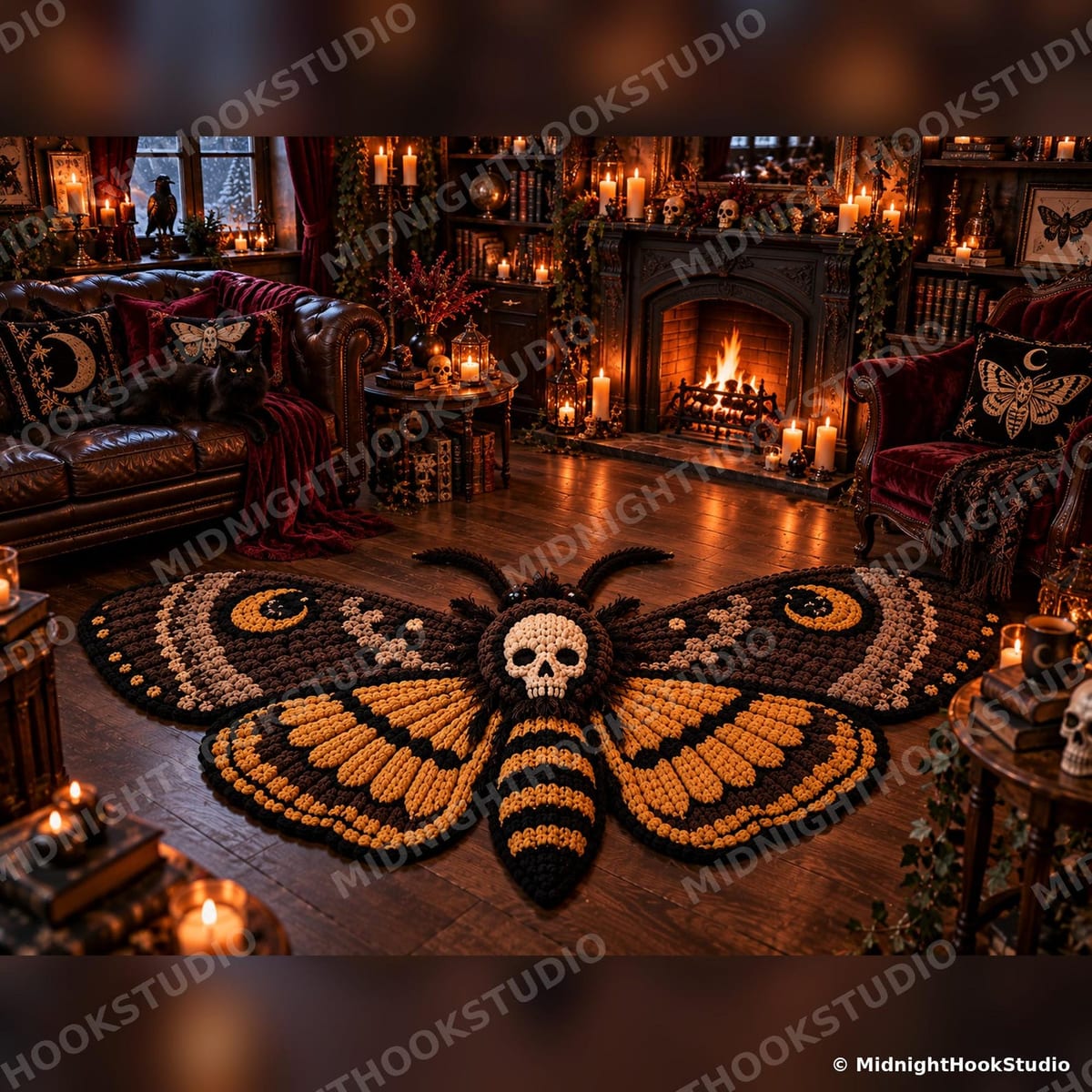 Giant Skull Moth Floor Rug