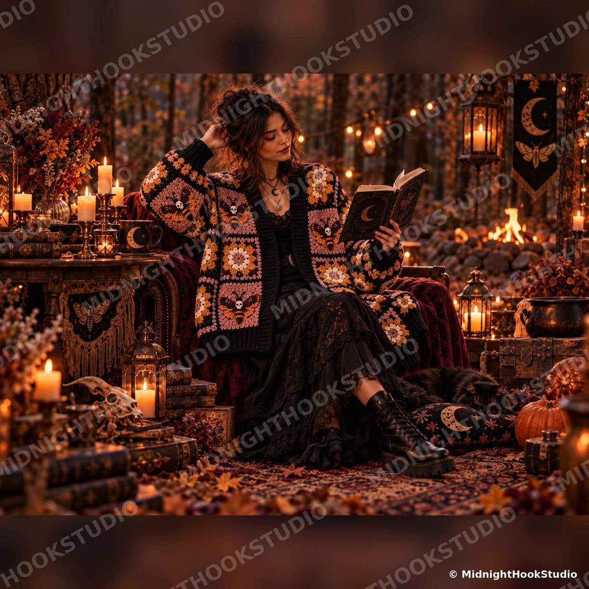Gothic Moth Granny Square Cardigan