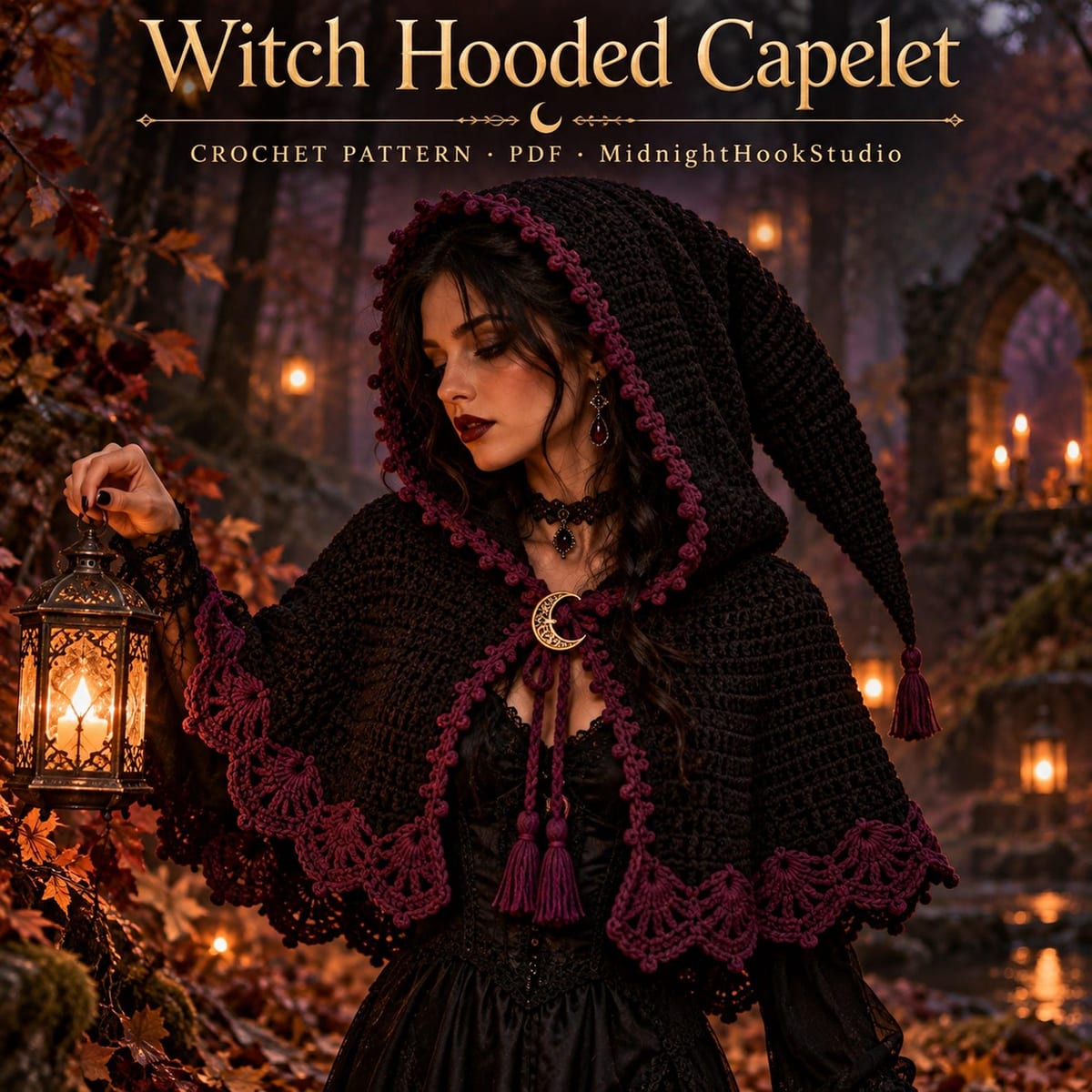 Witch Capelet with Pointed Hood