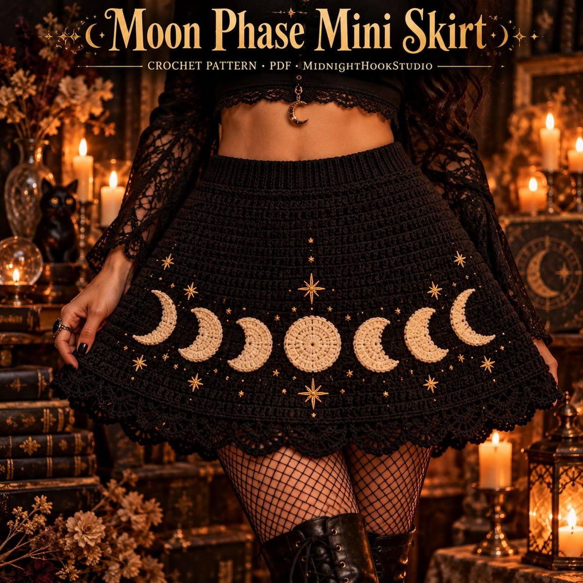 Moon Phase A-Line Mini Skirt