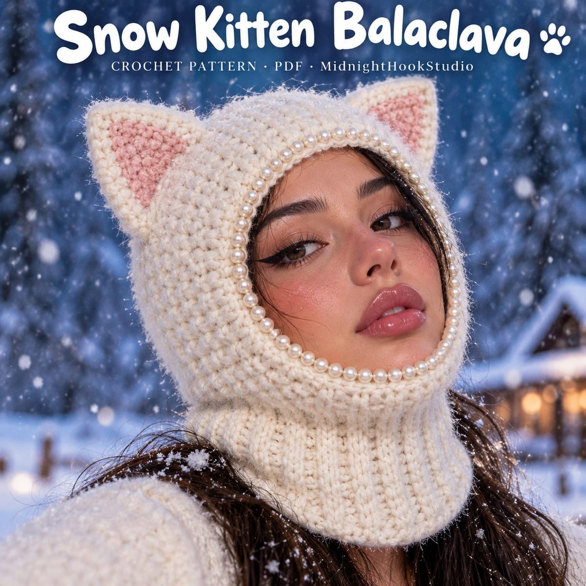Kitten Ear Pearl Balaclava