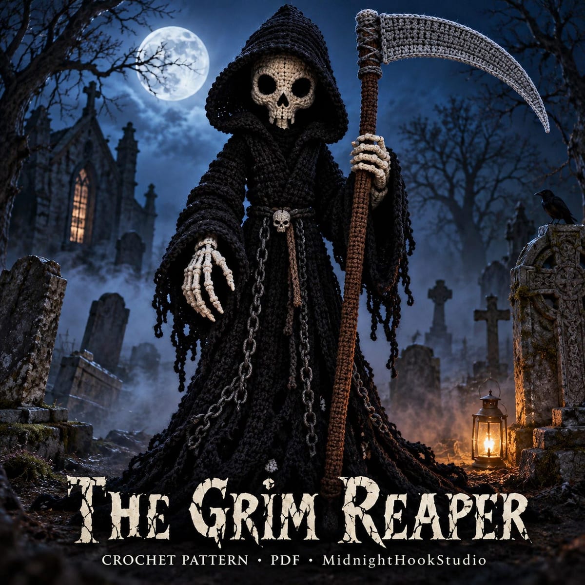 Life-Size Grim Reaper with Scythe — 190 cm