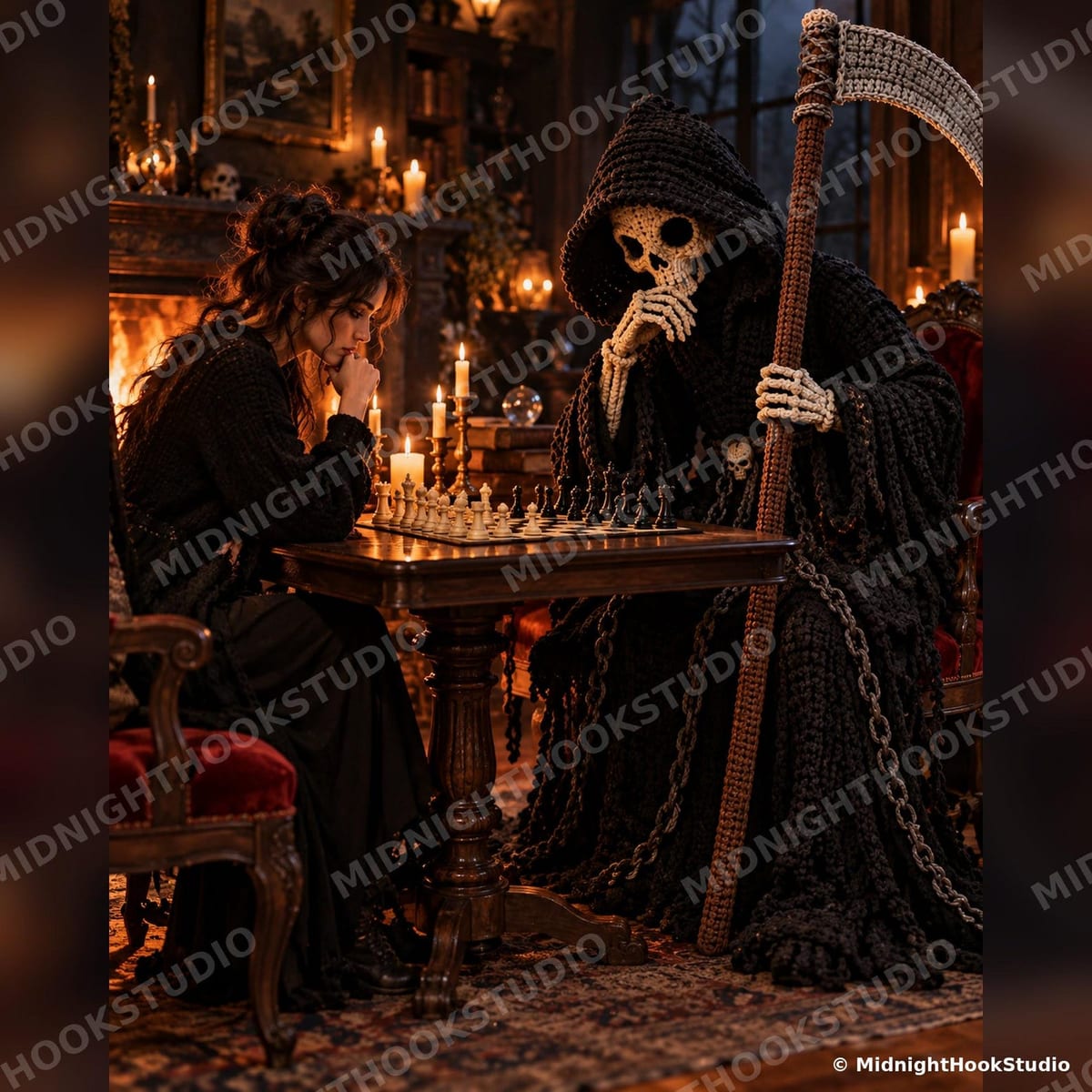 Life-Size Grim Reaper with Scythe — 190 cm