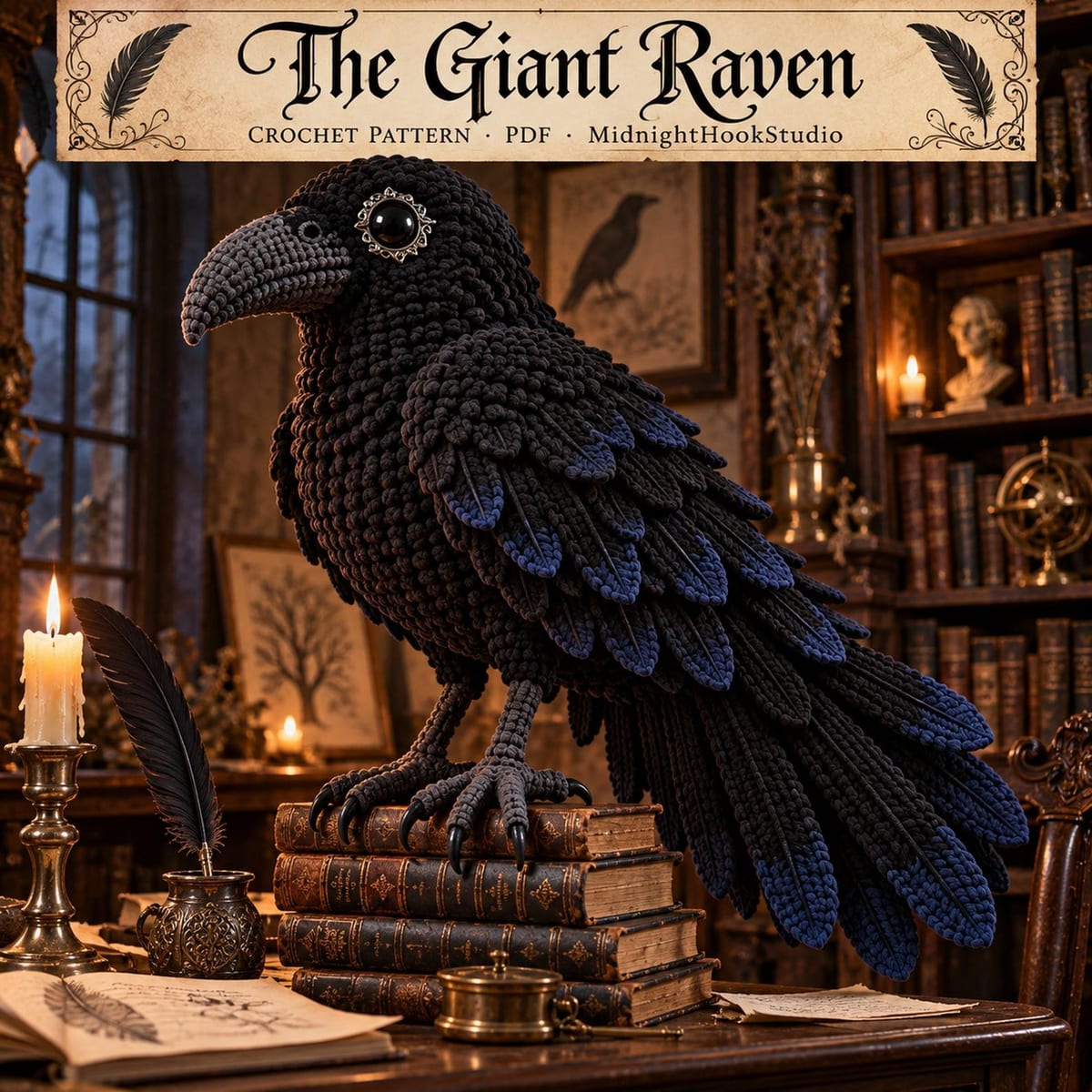 Giant Gothic Raven — 120 cm, 1.6 m Wingspan