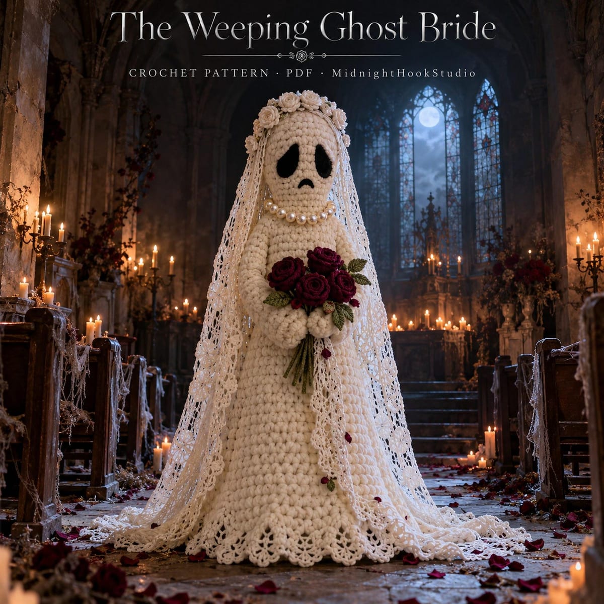 Life-Size Ghost Bride with Lace Veil — 165 cm