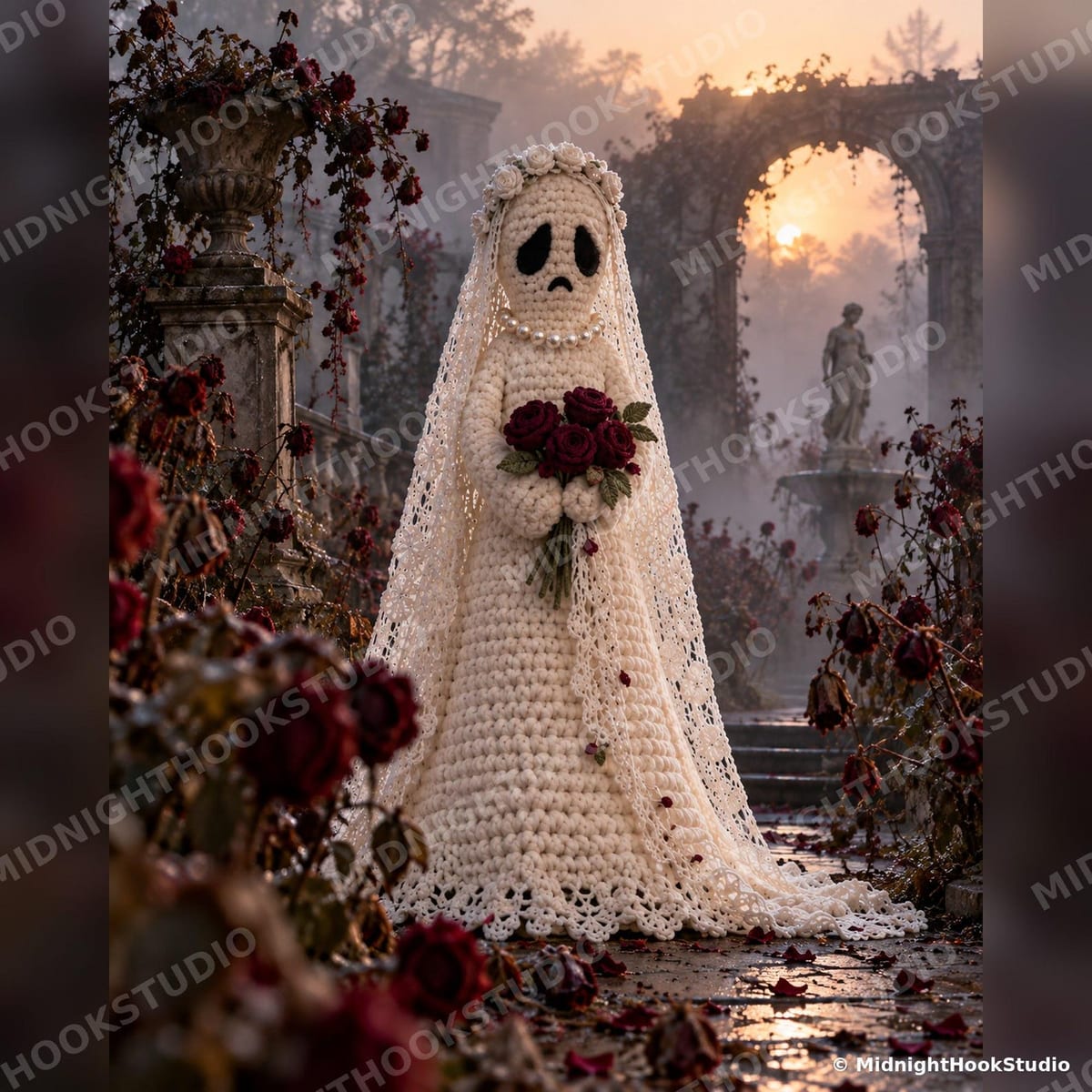 Life-Size Ghost Bride with Lace Veil — 165 cm