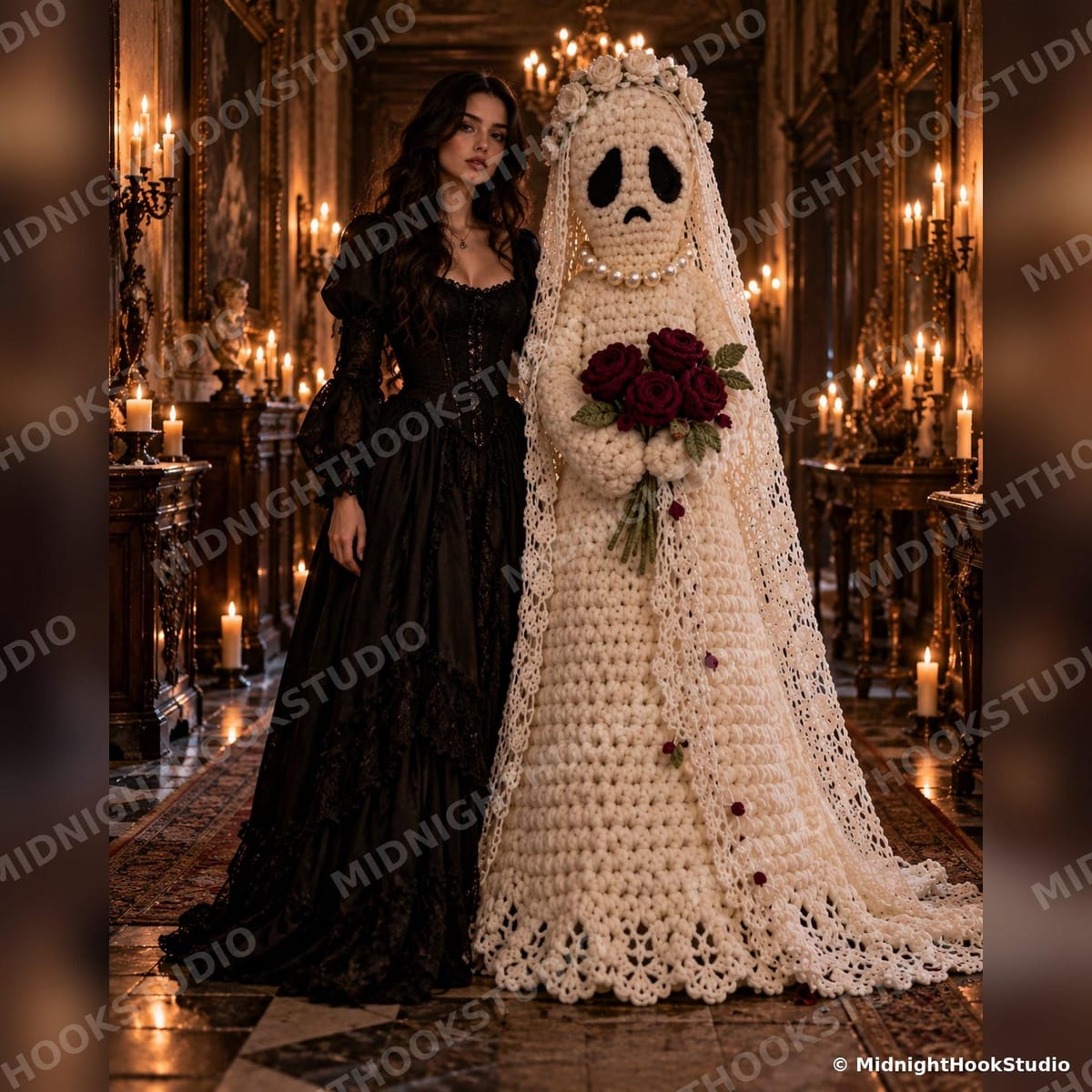 Life-Size Ghost Bride with Lace Veil — 165 cm