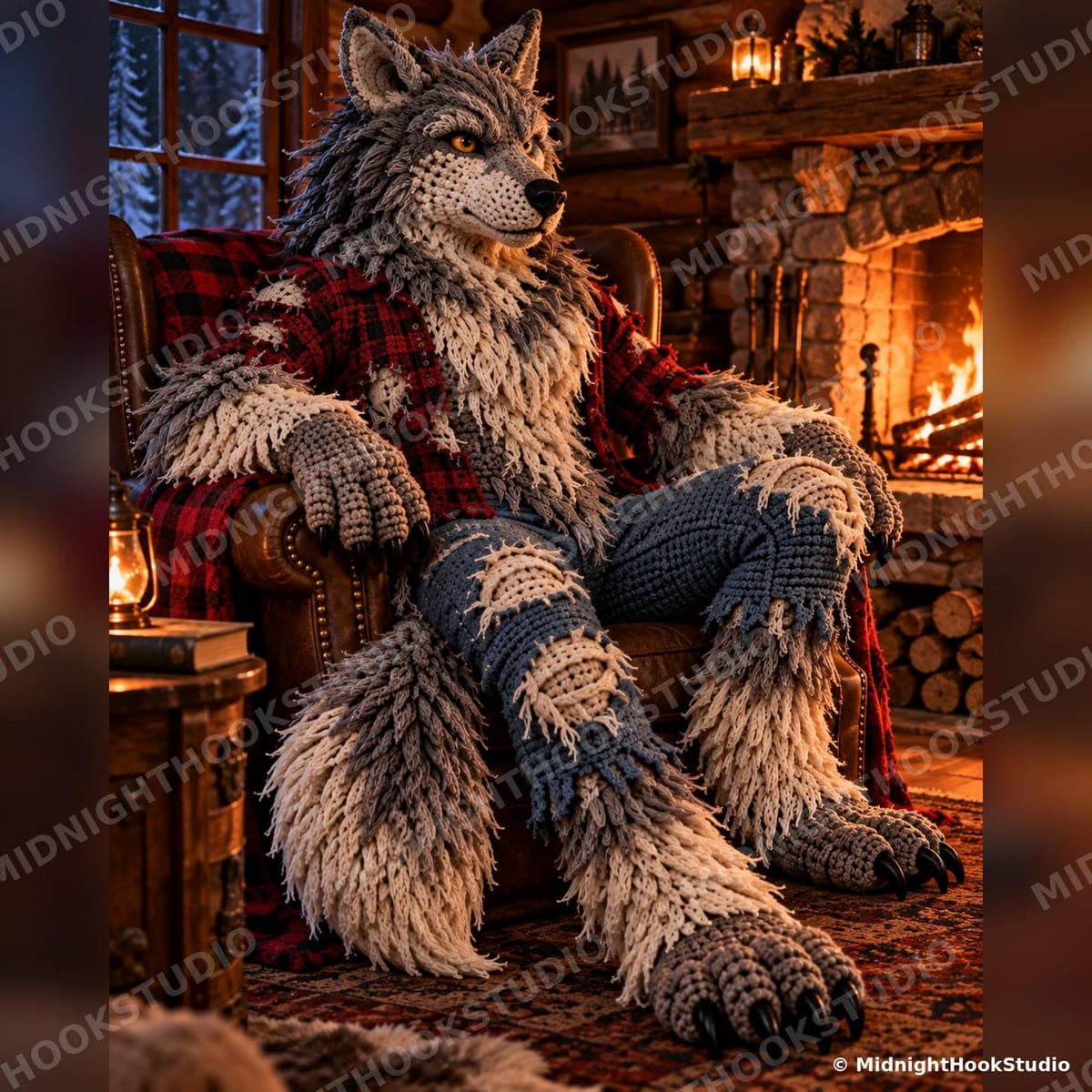 Life-Size Werewolf in Flannel Shirt — 190 cm