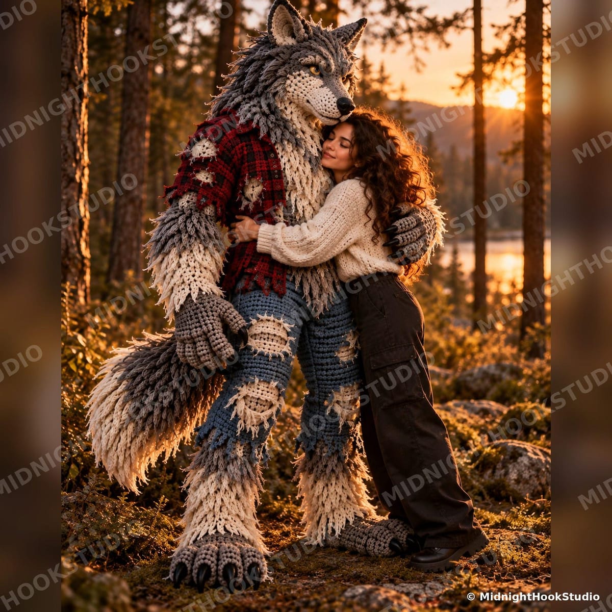 Life-Size Werewolf in Flannel Shirt — 190 cm