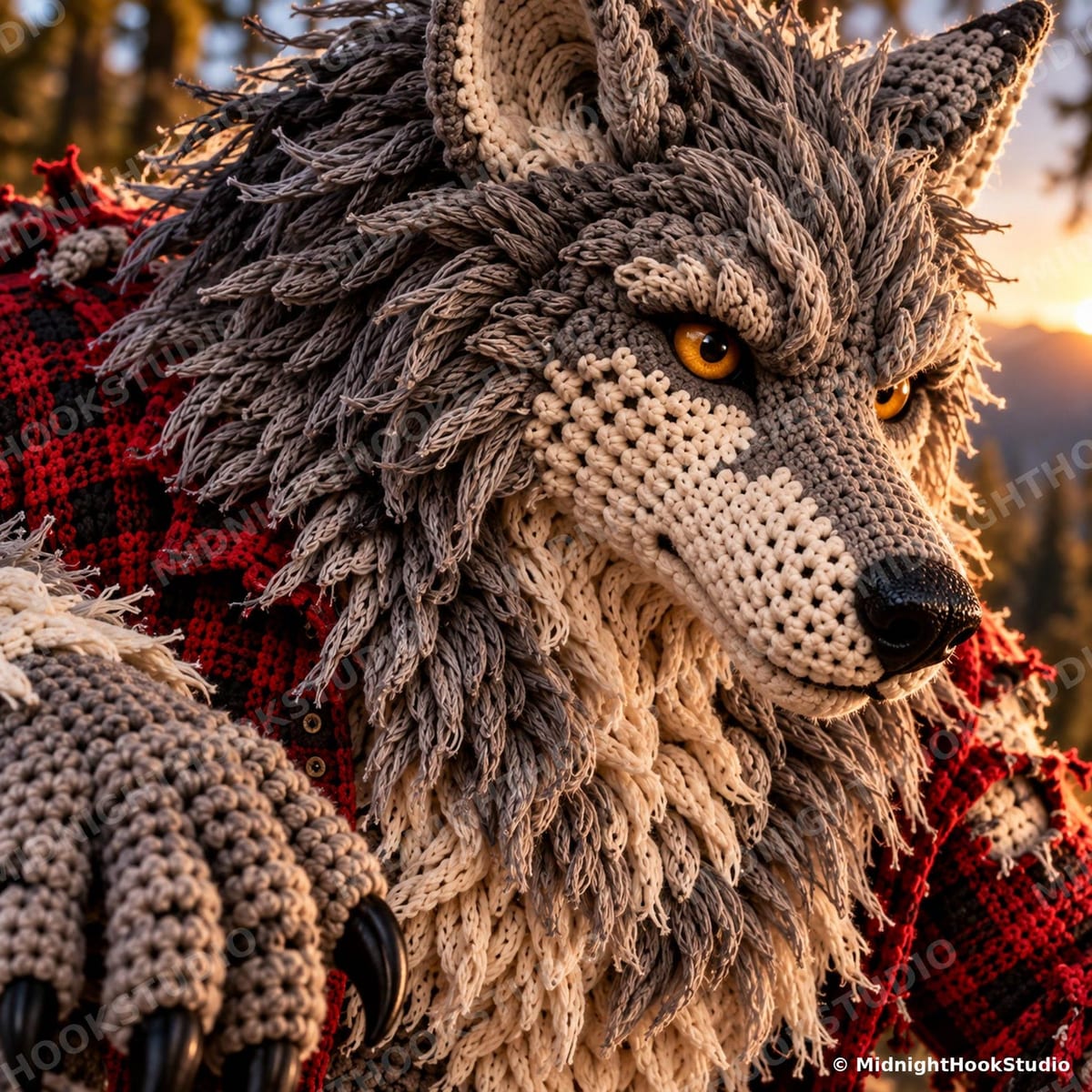 Life-Size Werewolf in Flannel Shirt — 190 cm