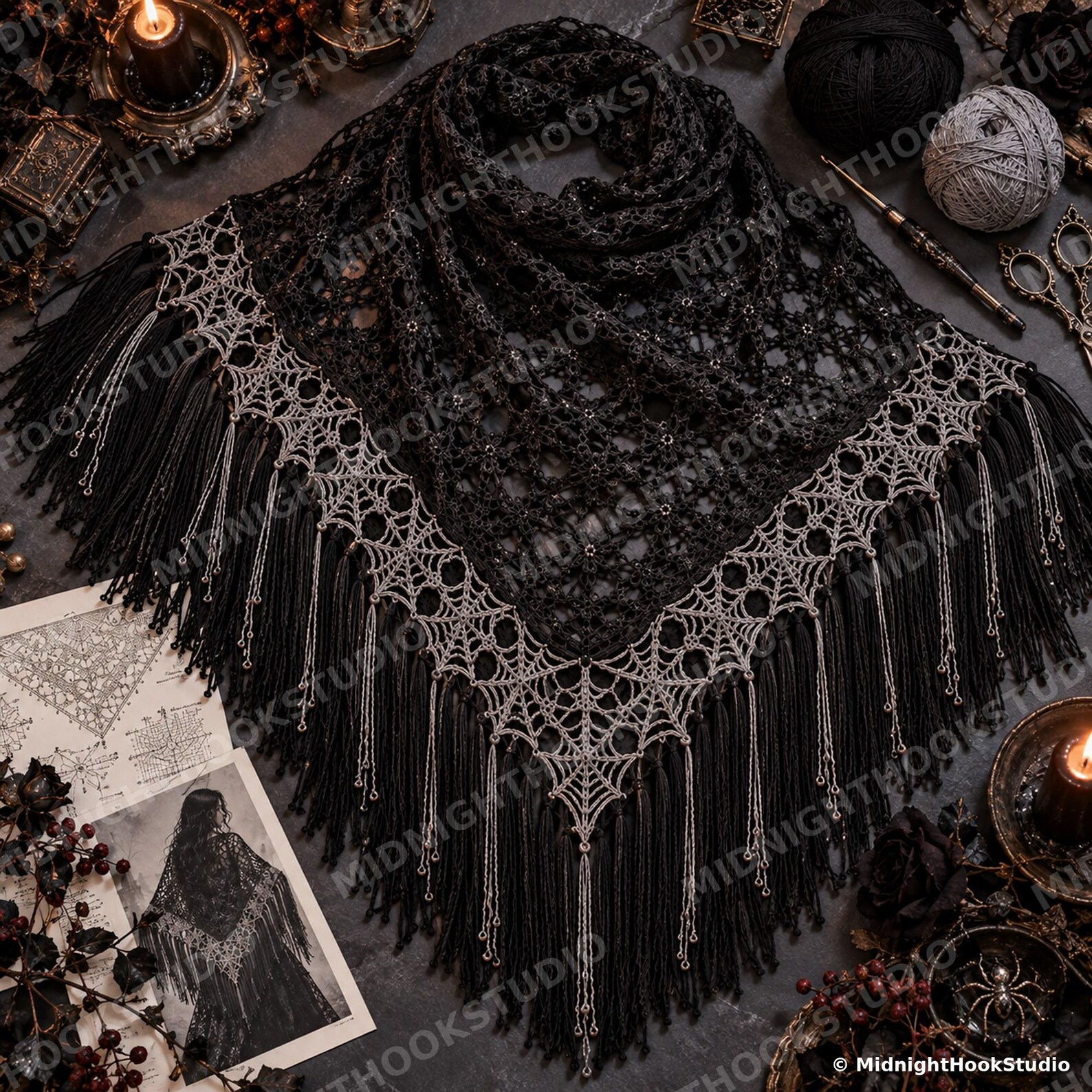 Spiderweb Lace Triangle Shawl