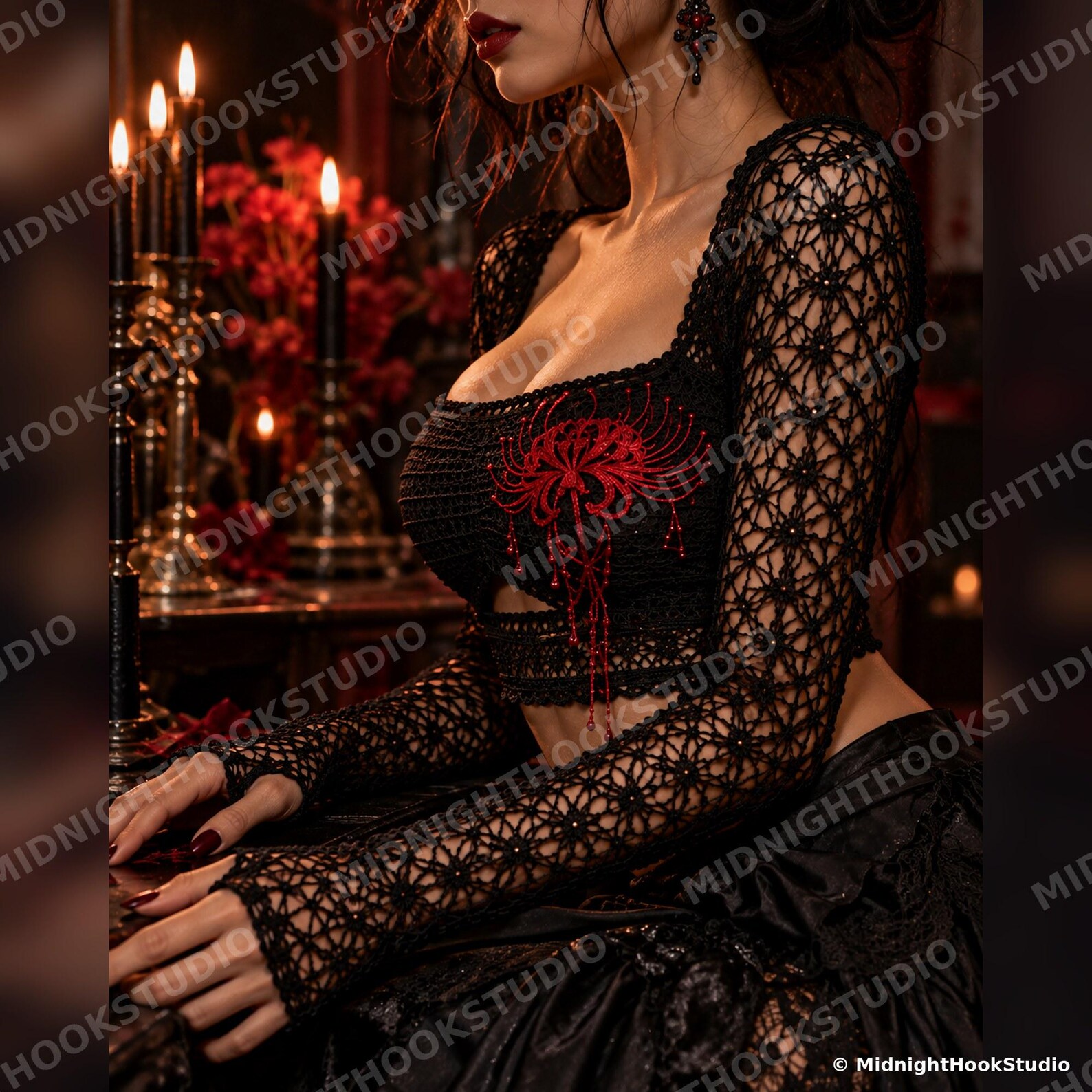 Spider Lily Mesh Crop Top