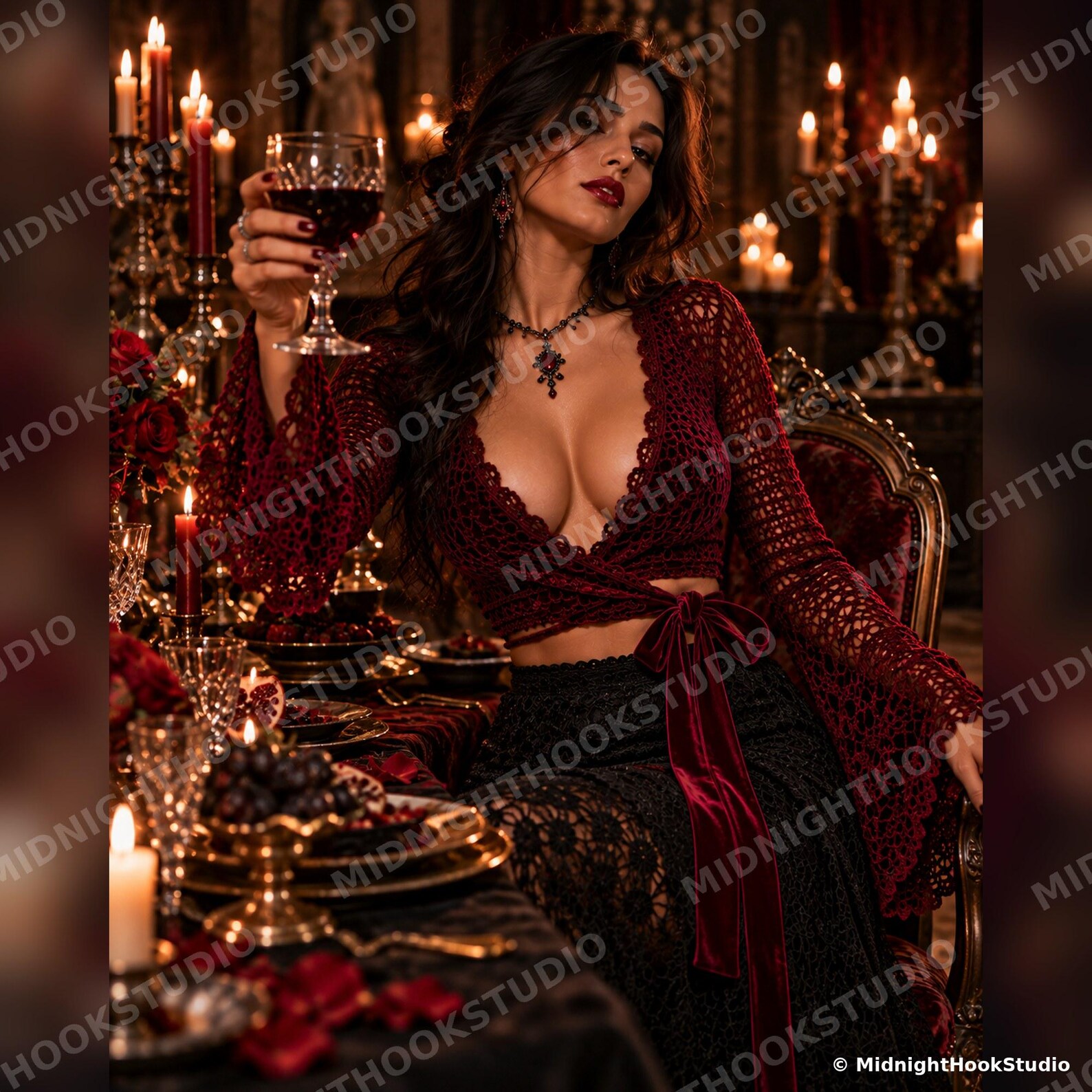 Velvet Deep-V Wrap Top