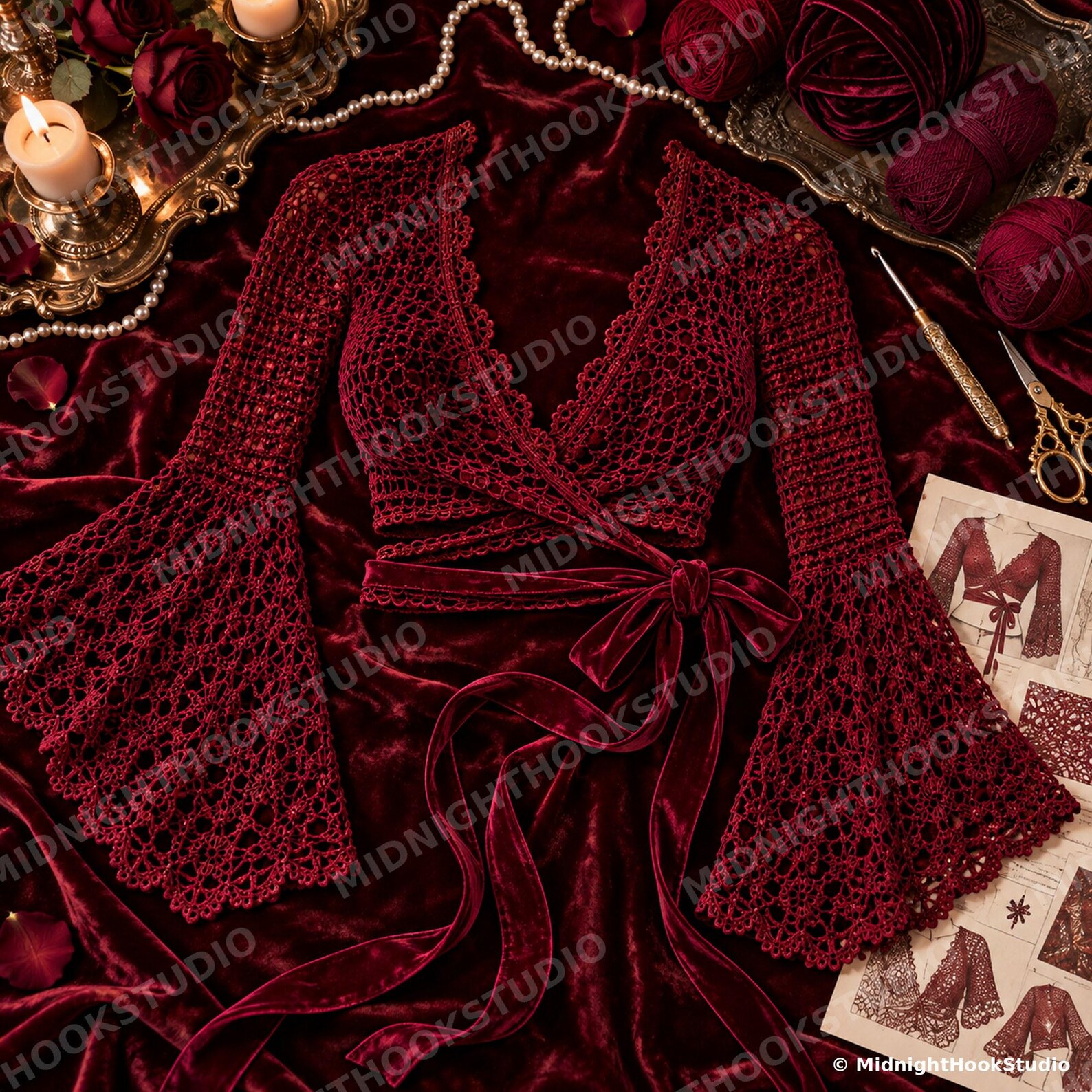 Velvet Deep-V Wrap Top