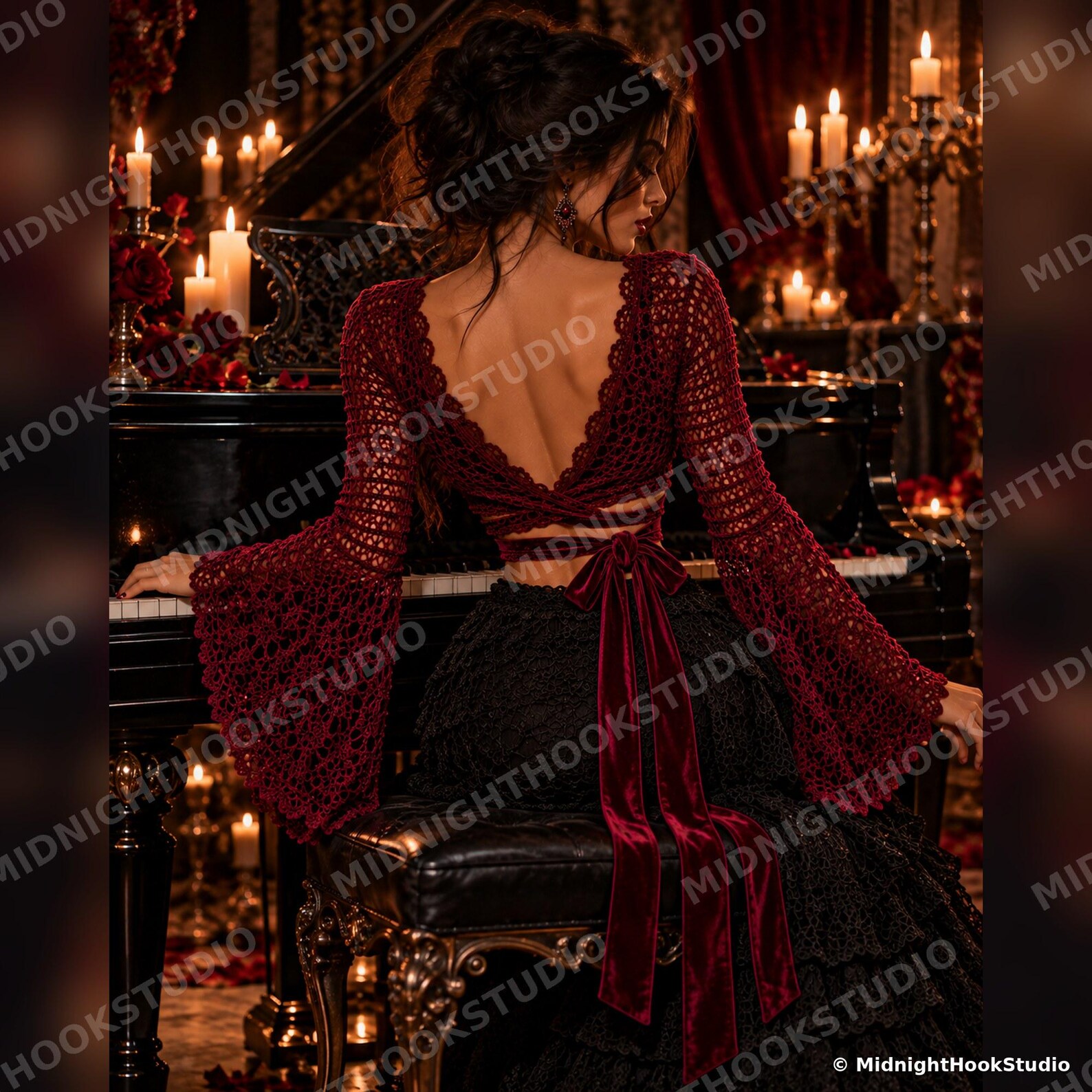 Velvet Deep-V Wrap Top