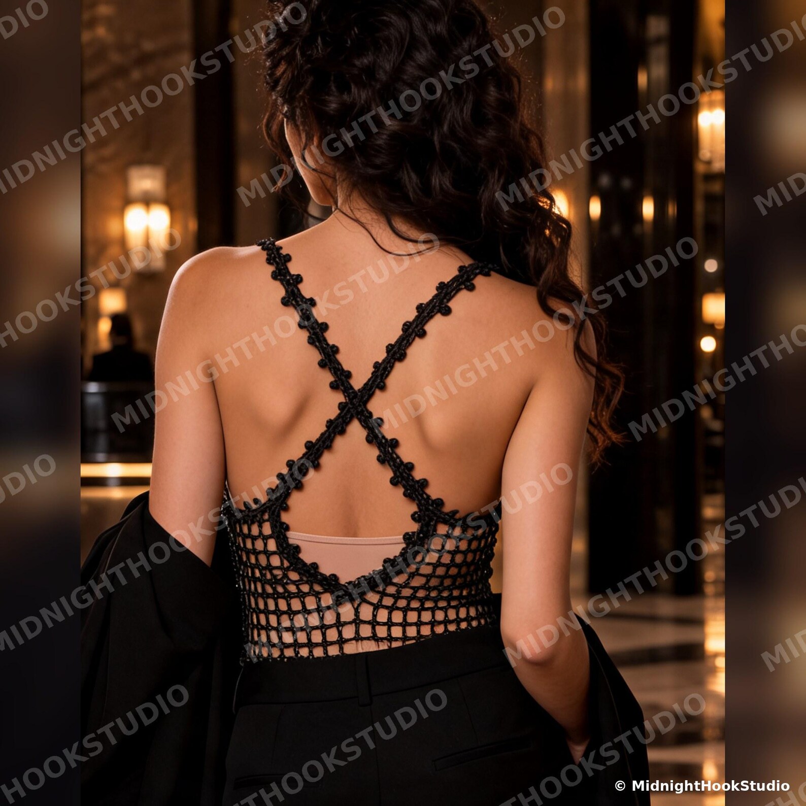 Deep-V Open Back Mesh Bodysuit
