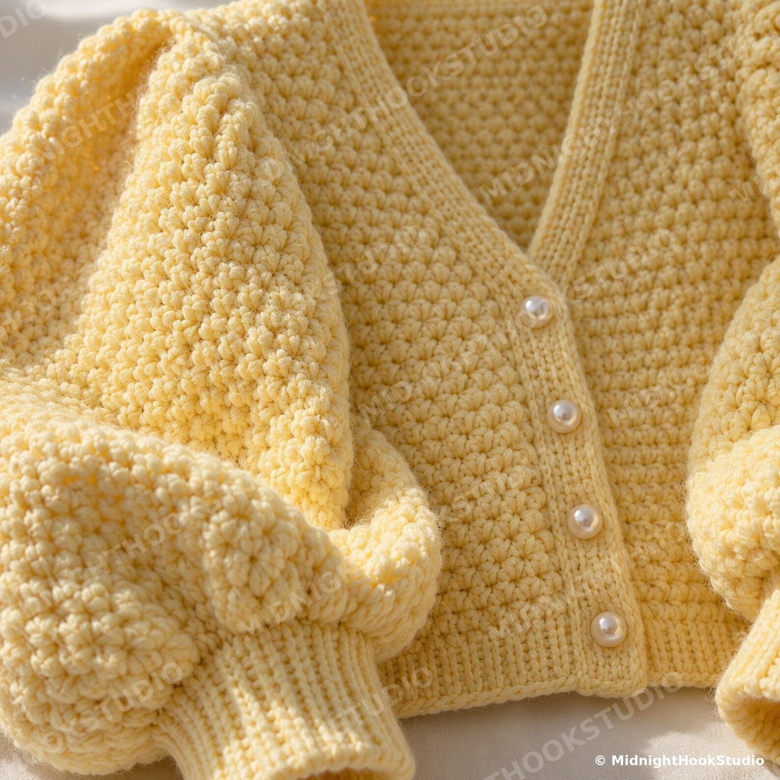Puff Sleeve Moss Stitch Cardigan