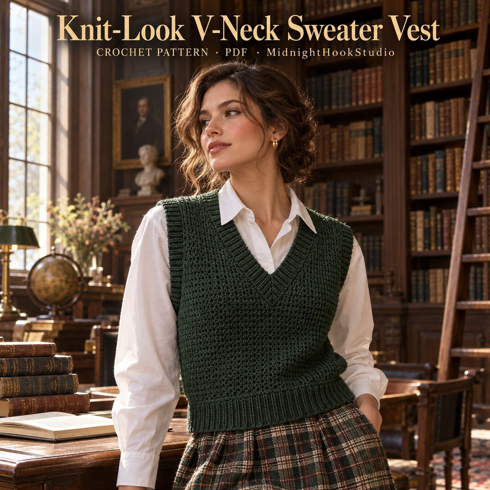 Knit-Look V-Neck Sweater Vest