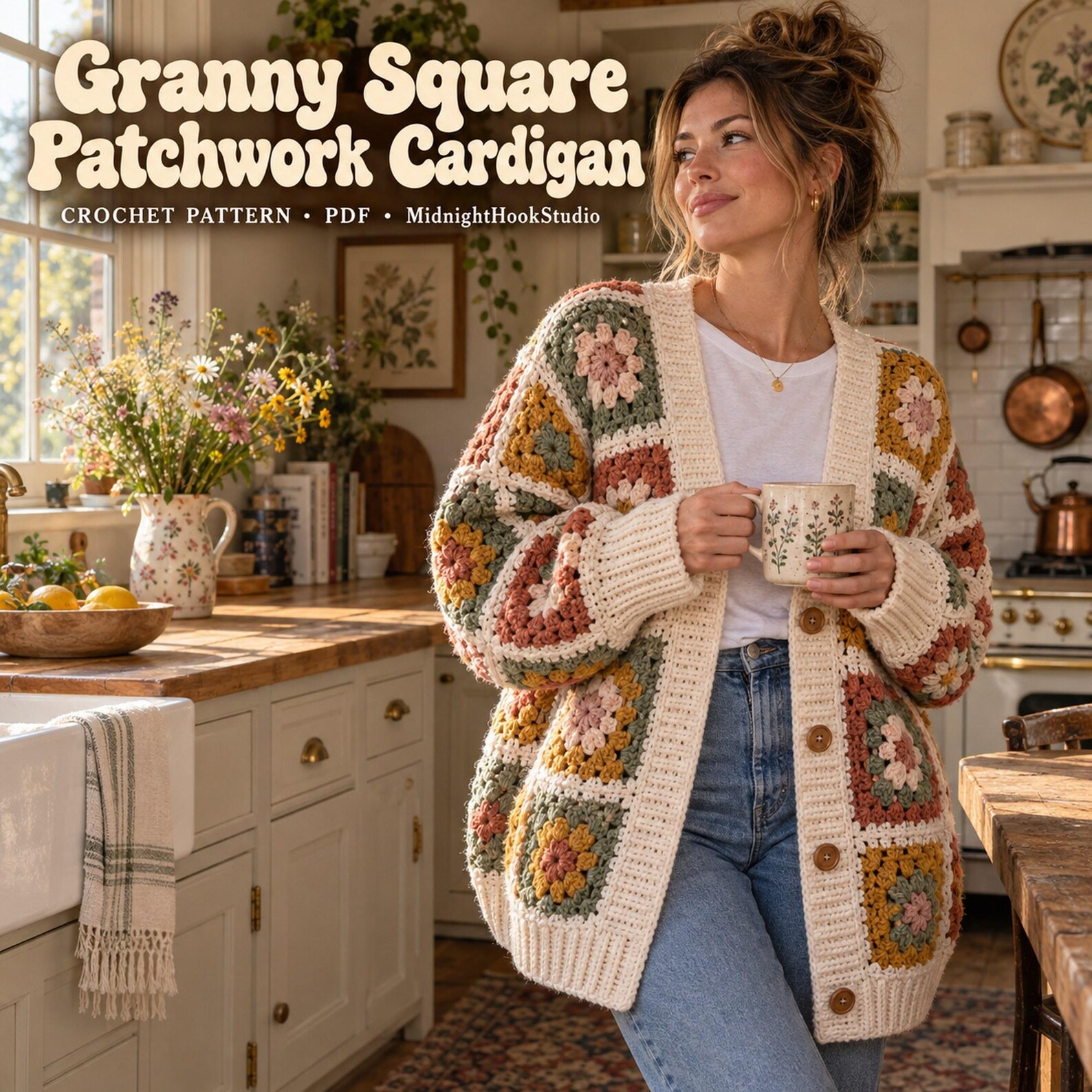 Oversized Granny Square Cardigan