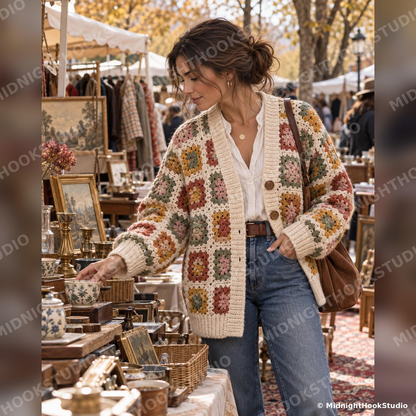 Oversized Granny Square Cardigan