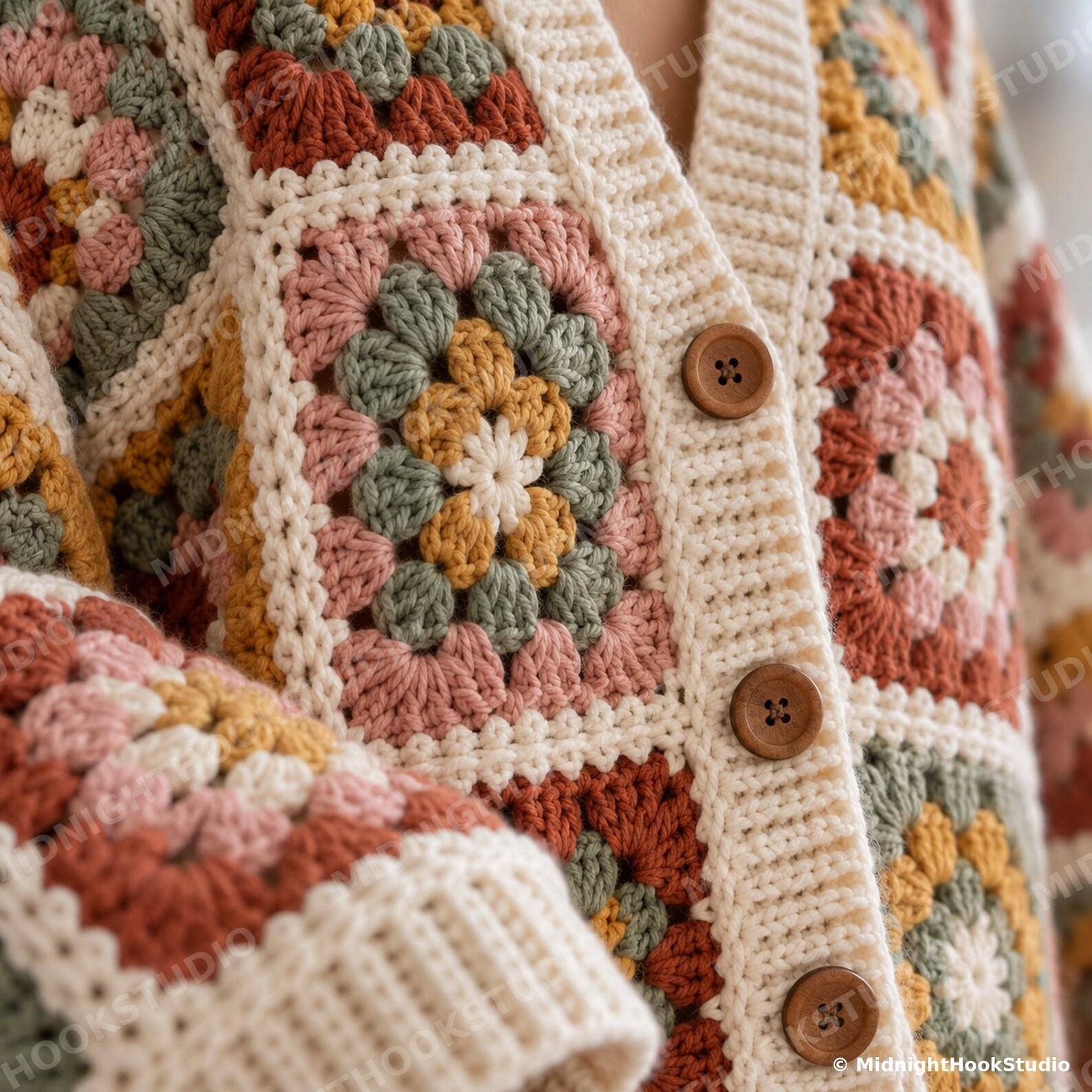 Oversized Granny Square Cardigan
