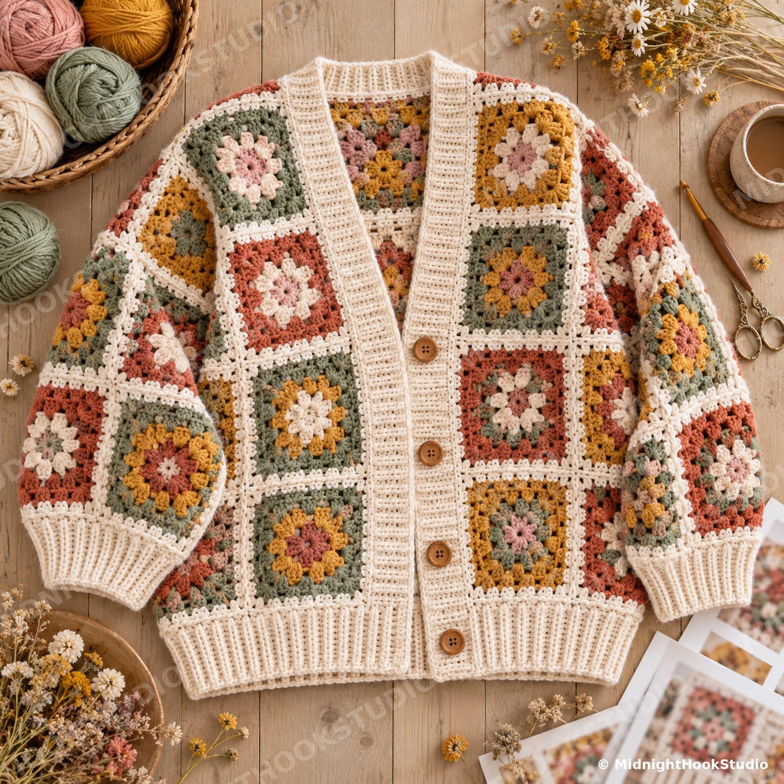 Oversized Granny Square Cardigan