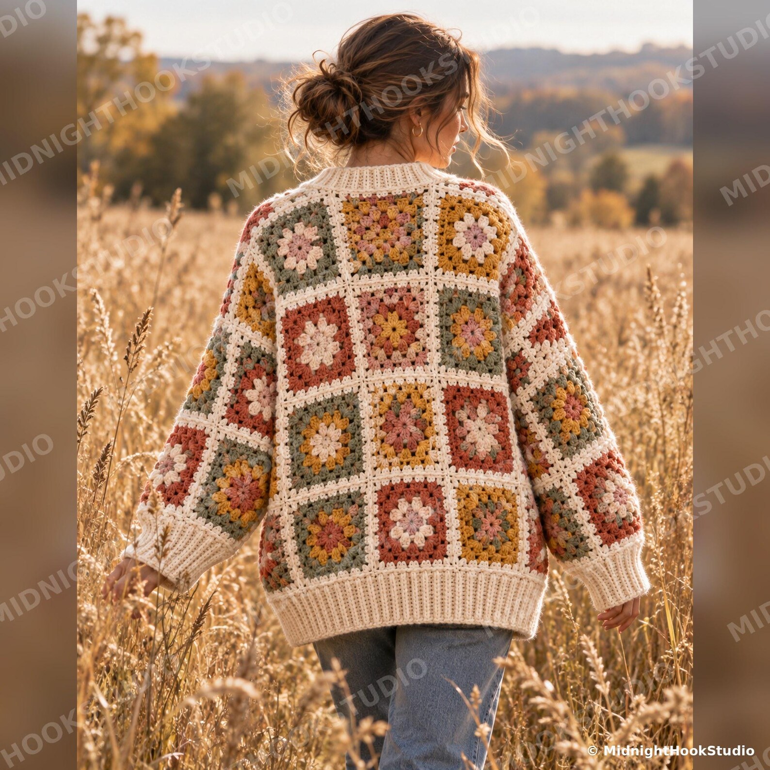 Oversized Granny Square Cardigan