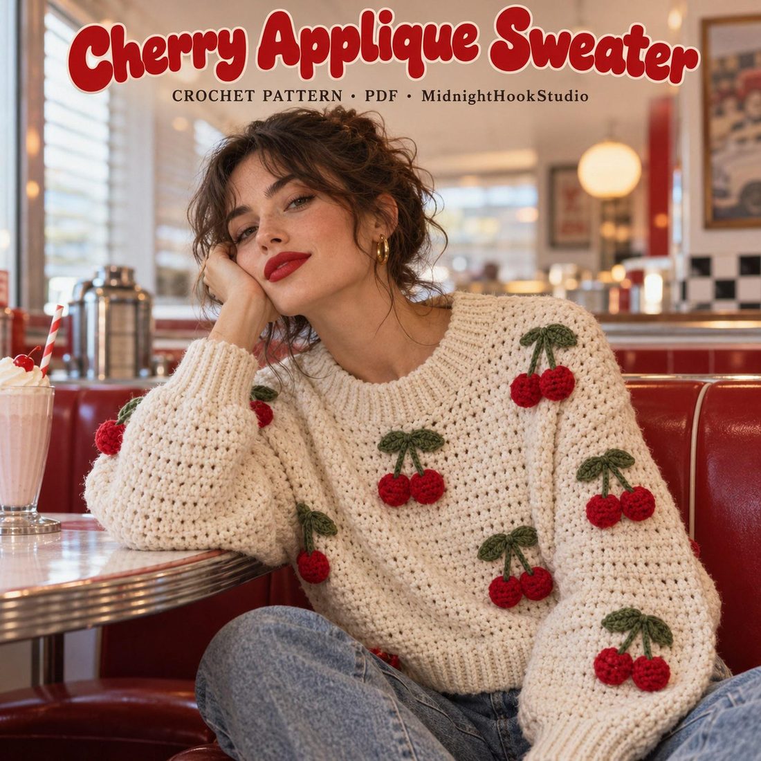 Cherry Applique Sweater