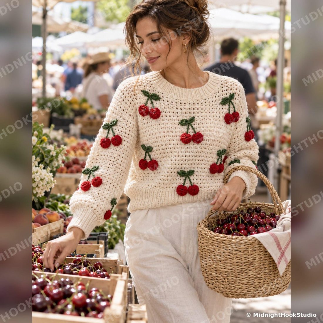Cherry Applique Sweater