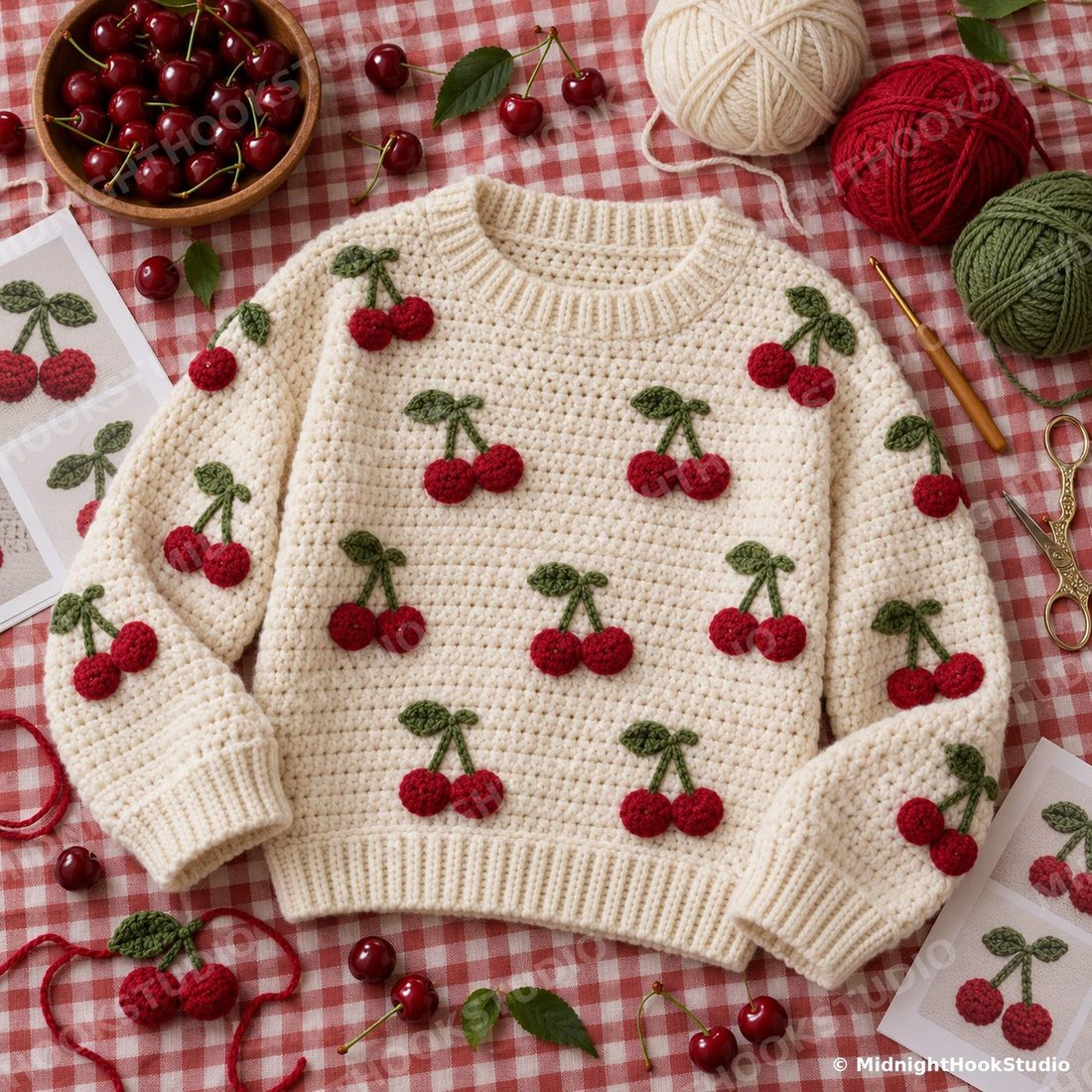 Cherry Applique Sweater