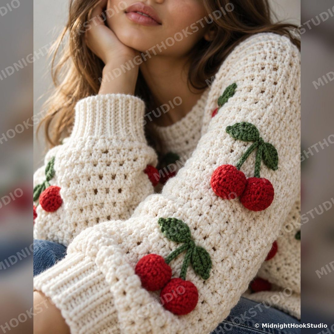 Cherry Applique Sweater