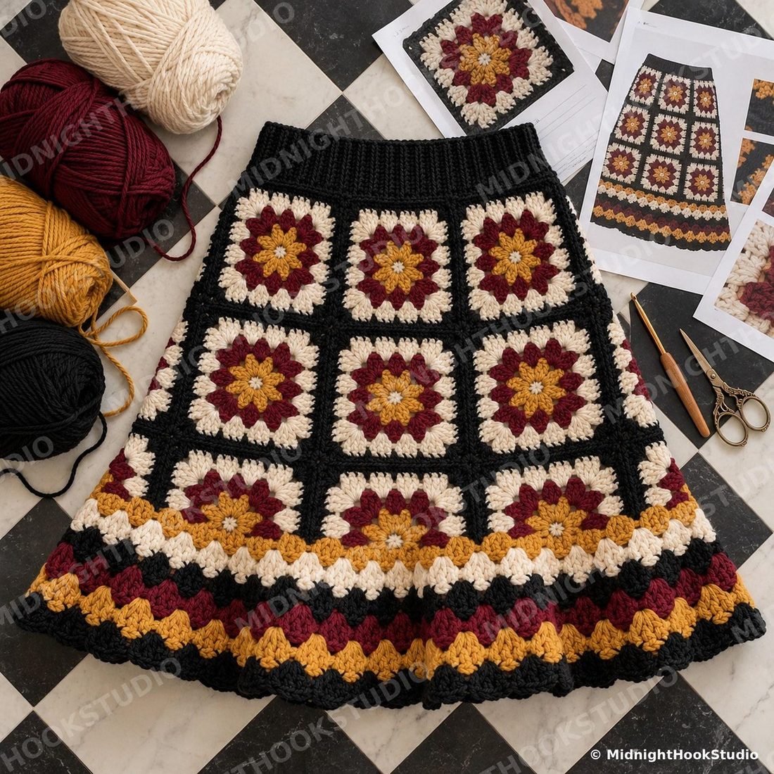 Granny Square Midi Skirt