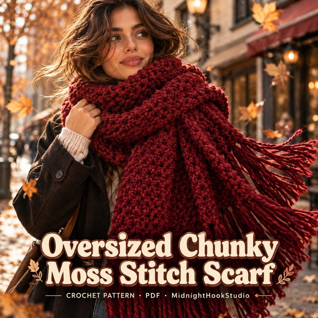 Oversized Chunky Moss Stitch Scarf