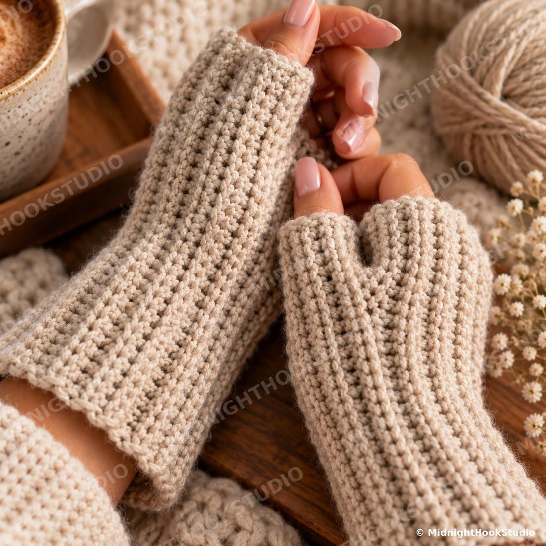 Ribbed Fingerless Gloves