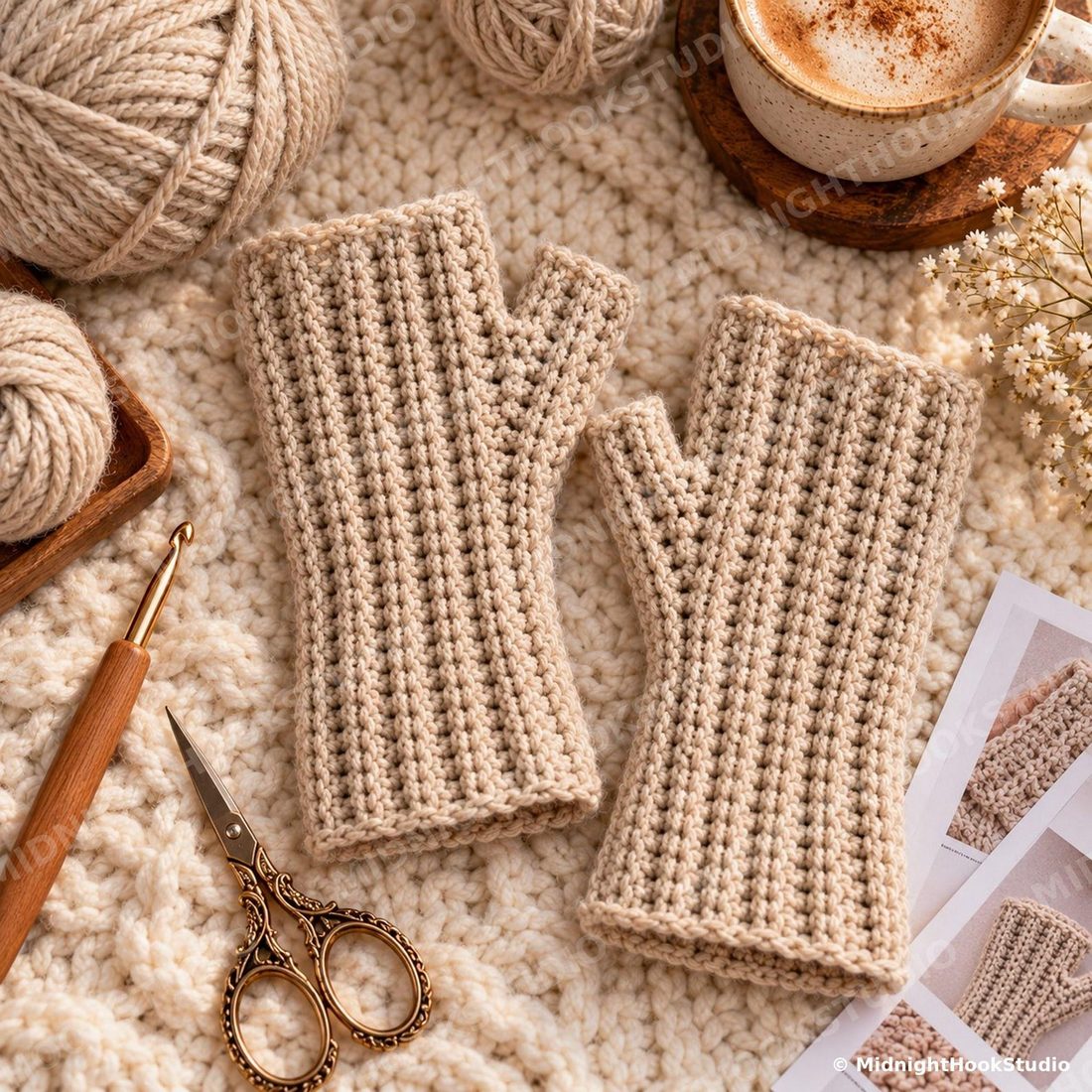 Ribbed Fingerless Gloves