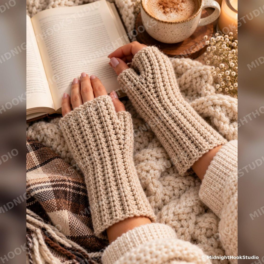 Ribbed Fingerless Gloves