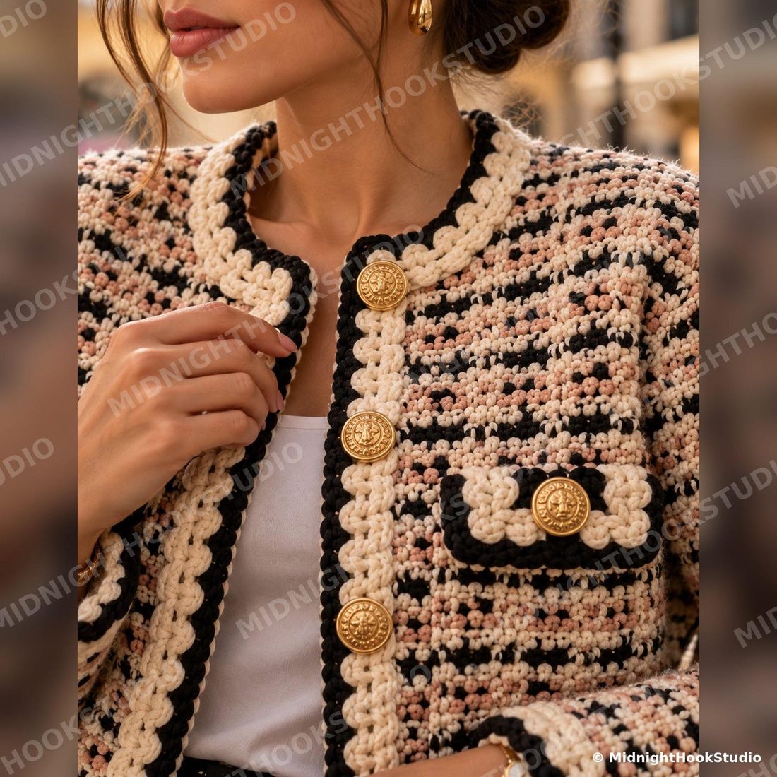 Tweed Look Cropped Jacket