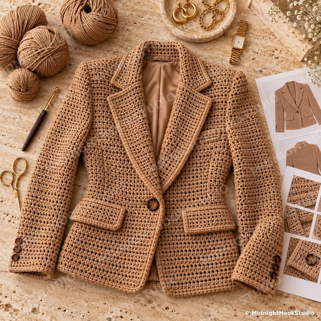 Tailored Crochet Blazer
