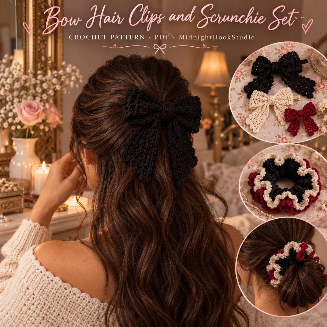 Bow Hair Clips and Scrunchie Set